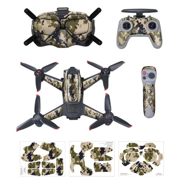 Sunnylife 4 in 1 PVC Anti-Scratch Decal Skin Wrap Stickers Kits for DJI FPV Drone & Goggles V2 & Remote Control & Rocker (Desert Camouflage) - Image 2