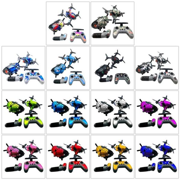 FPV-TZ-SF 4 in 1 Waterproof Anti-Scratch Decal Skin Wrap Stickers Personalized Film Kits for DJI FPV Drone & Goggles V2 & Remote Control & Rocker (Fluorescent Blue) - Image 2
