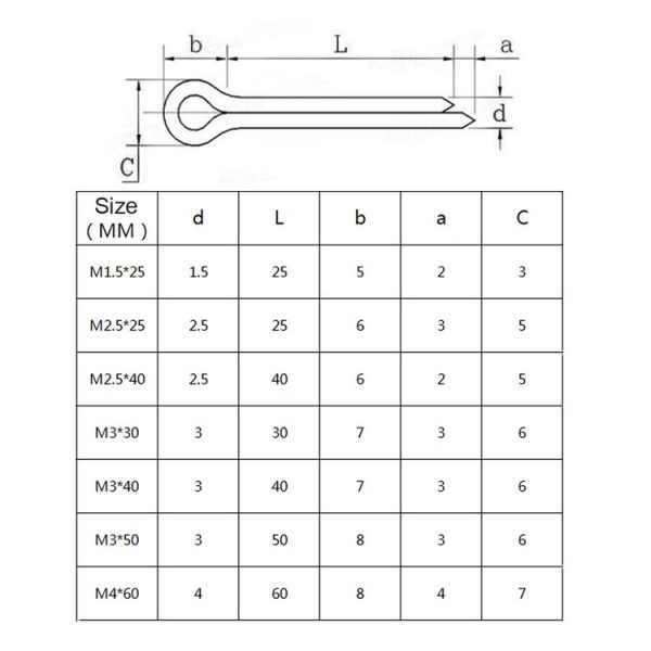 A5494 120 PCS Car U-shape 304 Stainless Steel Cotter Pin Clip Key Fastner Fitting Assortment Kit - Image 6