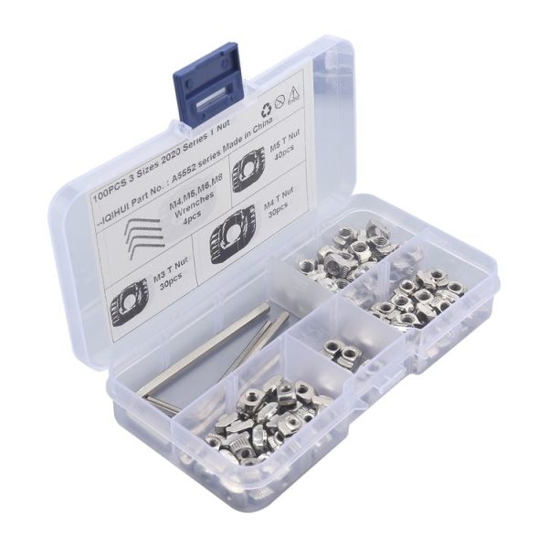 A5552 100 PCS European Standard T-shape Slide Nut with Wrench - Image 2