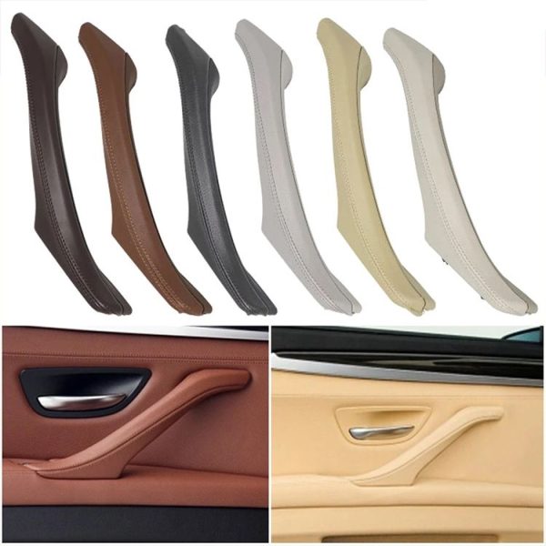 Car Leather Left Side Inner Door Handle Assembly 51417225854 for BMW 5 Series F10 / F18 2011-2017 (Creamy-white) - Image 2