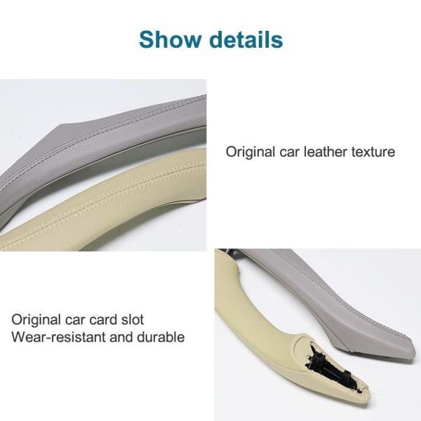 Car Leather Left Side Inner Door Handle Assembly 51417225854 for BMW 5 Series F10 / F18 2011-2017 (Creamy-white) - Image 3