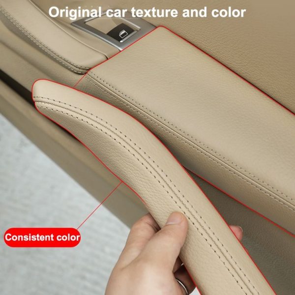 Car Leather Left Side Inner Door Handle Assembly 51417225854 for BMW 5 Series F10 / F18 2011-2017 (Creamy-white) - Image 4