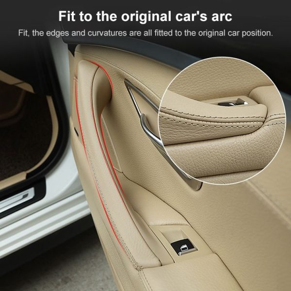 Car Leather Left Side Inner Door Handle Assembly 51417225854 for BMW 5 Series F10 / F18 2011-2017 (Creamy-white) - Image 5