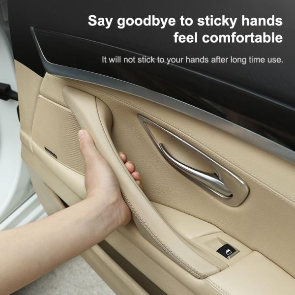 Car Leather Left Side Inner Door Handle Assembly 51417225854 for BMW 5 Series F10 / F18 2011-2017 (Creamy-white) - Image 6