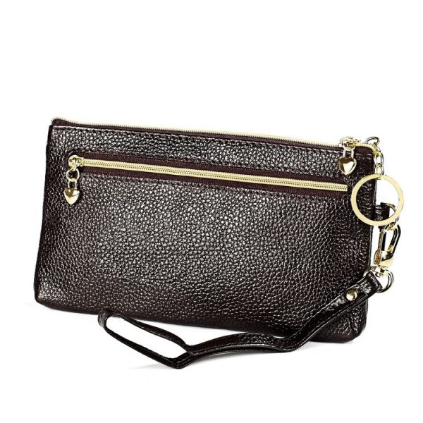 Ladies Multifunctional Cowhide Zipper Coin Purse Car Key Case (Coffee) - Image 2