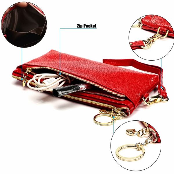 Ladies Multifunctional Cowhide Zipper Coin Purse Car Key Case (Purple) - Image 4