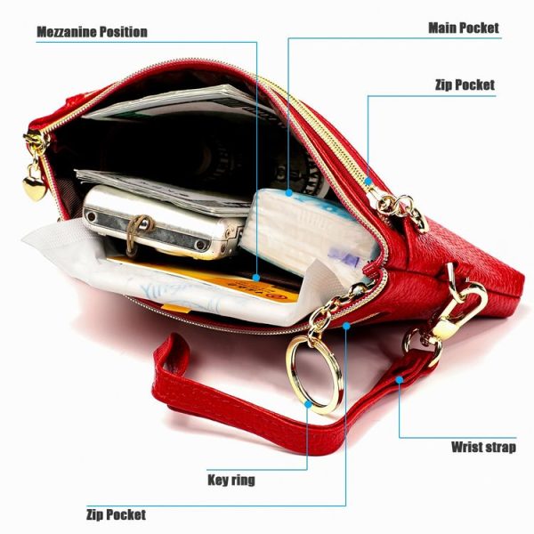 Ladies Multifunctional Cowhide Zipper Coin Purse Car Key Case (Purple) - Image 5