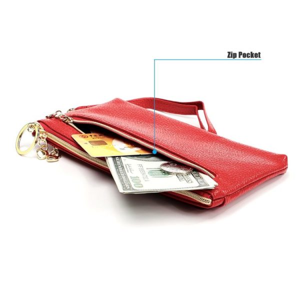 Ladies Multifunctional Cowhide Zipper Coin Purse Car Key Case (Purple) - Image 6