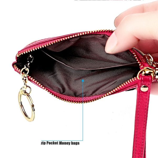 Ladies Sewing Thread Leather Fox Handbags Cute Mini Key Case (Pink) - Image 6
