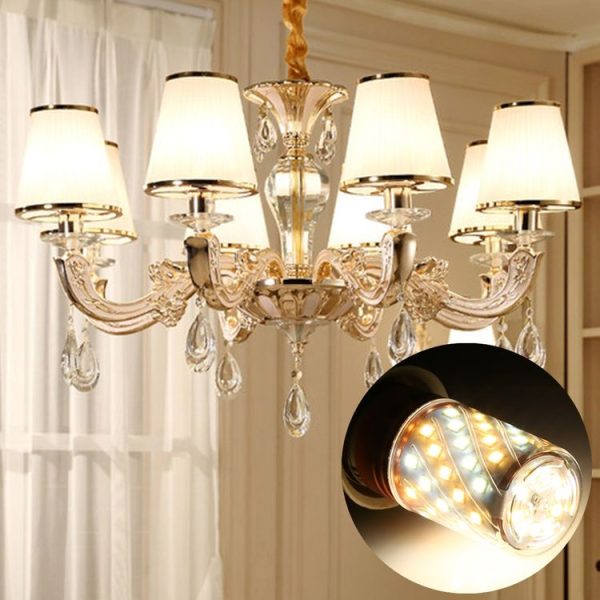 E14 12W 500LM 60LEDs Three-Color Dimming Corn Light Bulb SMD 2835 - Image 8