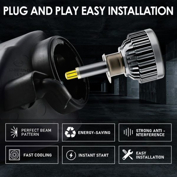 V9 H1 2 PCS DC10-32V / 6000K / 3000LM / 30W IP65 Waterproof Car LED Headlight - Image 6