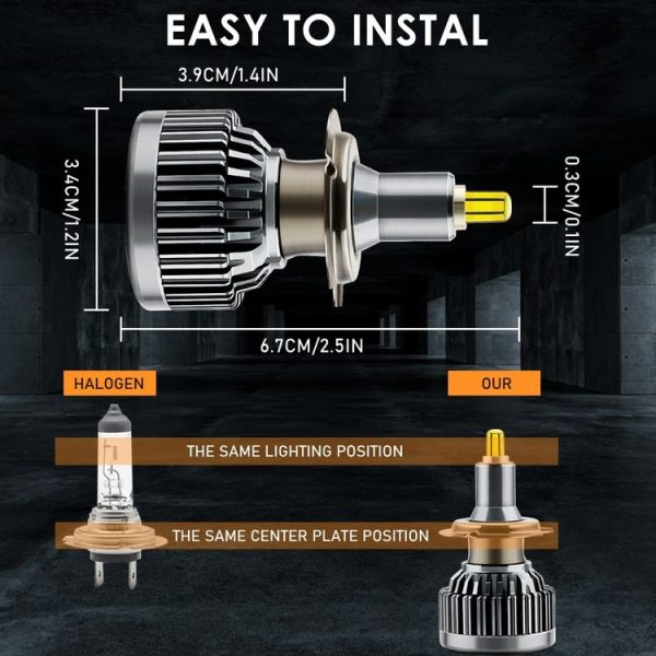 V9 H7 2 PCS DC10-32V / 6000K / 3000LM / 30W IP65 Waterproof Car LED Headlight - Image 2