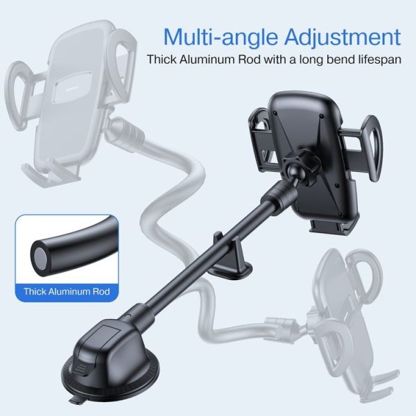 JOYROOM JR-ZS258 360 Degree Rotation Mechanical Car Holder, Style: Long Arm Sucker (Black) - Image 3