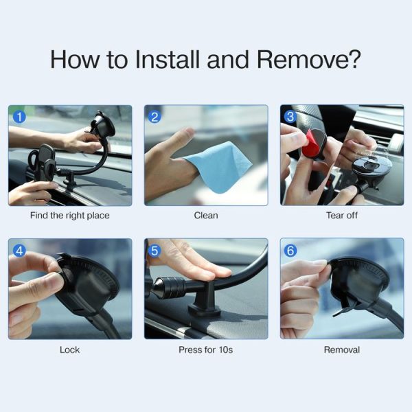 JOYROOM JR-ZS258 360 Degree Rotation Mechanical Car Holder, Style: Long Arm Sucker (Black) - Image 7