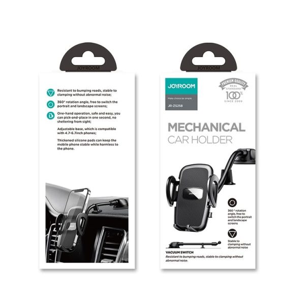 JOYROOM JR-ZS258 360 Degree Rotation Mechanical Car Holder, Style: Long Arm Sucker (Black) - Image 8