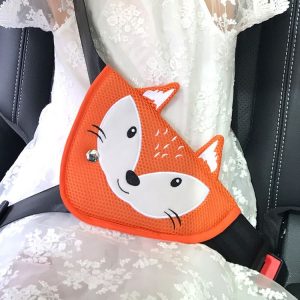 Car Child Seat Belt Adjusting and Fixing Device Buttons Seat Belt Anti-strangulation Shoulder Cover, Style: Mesh Fabric Fox