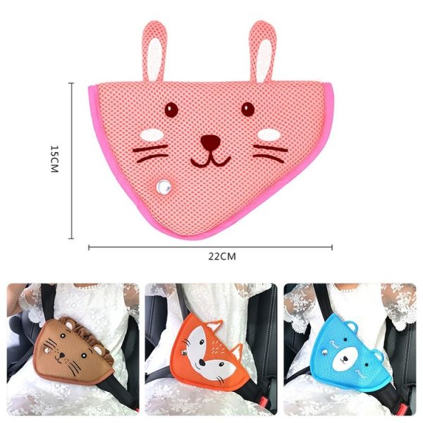Car Child Seat Belt Adjusting and Fixing Device Buttons Seat Belt Anti-strangulation Shoulder Cover, Style: Flannel Fabric Kiwi - Image 2