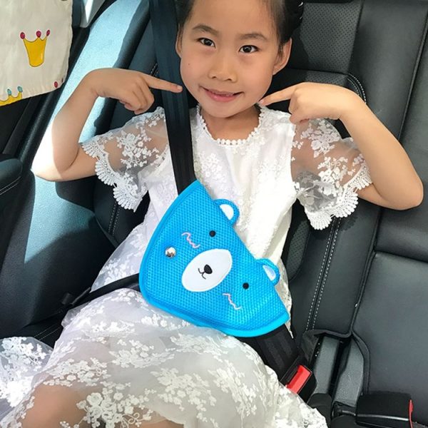 Car Child Seat Belt Adjusting and Fixing Device Buttons Seat Belt Anti-strangulation Shoulder Cover, Style: Flannel Fabric Kiwi - Image 5