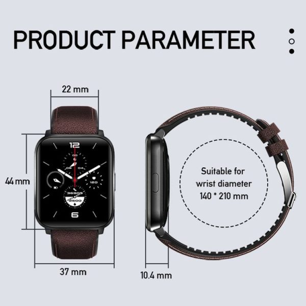 HAMTOD GT5 1.69 inch IPS Color Screen IP68 Waterproof Smart Watch, Support Sleep Monitoring / Blood Pressure Monitoring / Blood Oxygen Monitoring (Light Brown) - Image 3
