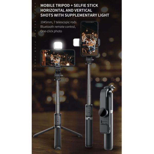Q02S Fill Light Bluetooth Selfie Stick Tripod Mobile Phone Holder (White) - Image 2