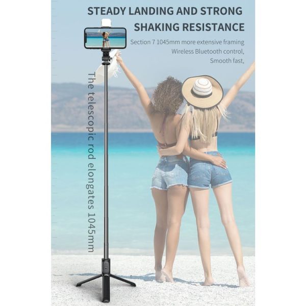 Q02S Fill Light Bluetooth Selfie Stick Tripod Mobile Phone Holder (White) - Image 6