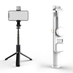 Q03S Fill Light Bluetooth Selfie Stick Tripod Mobile Phone Holder (White)