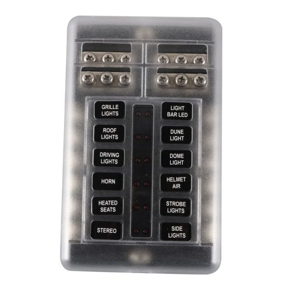 A5517 12 Way Fuse Box Blade Fuse Holder with LED Warning Indicator for Auto Car Truck Boat - Image 2