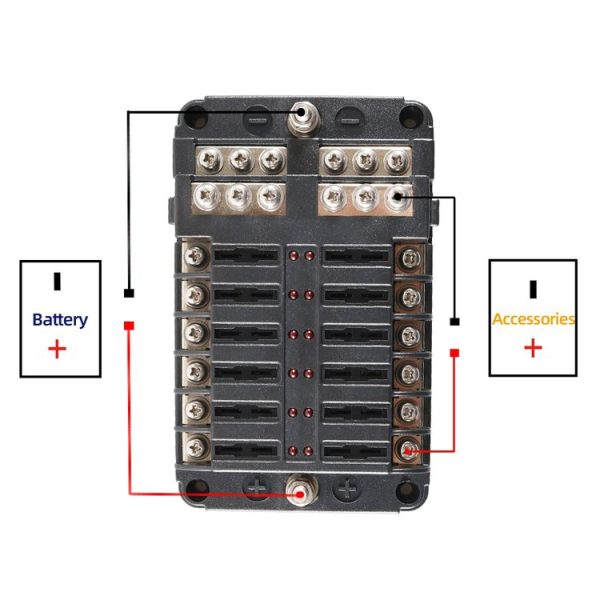 A5517 12 Way Fuse Box Blade Fuse Holder with LED Warning Indicator for Auto Car Truck Boat - Image 4
