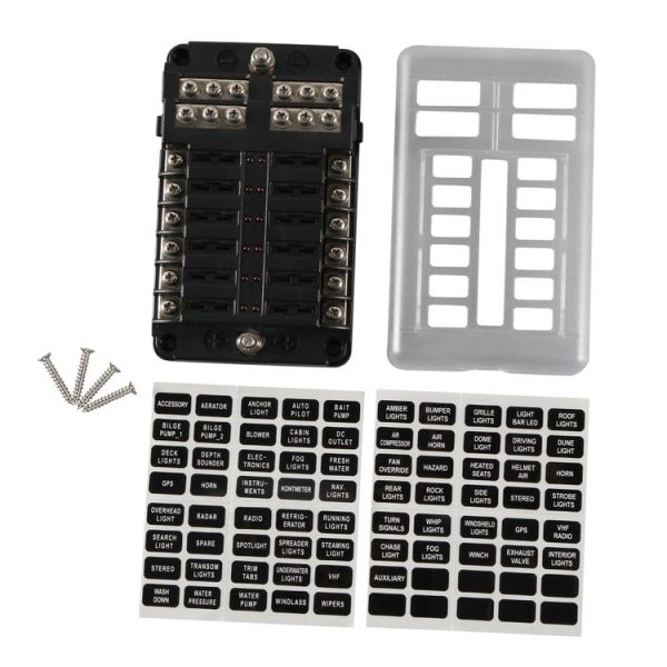 A5517 12 Way Fuse Box Blade Fuse Holder with LED Warning Indicator for Auto Car Truck Boat - Image 6