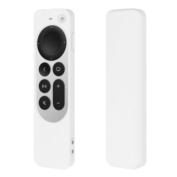 Silicone Protective Case Cover with Rope For Apple TV 4K 4th Siri Remote Controller (White) - Image 2