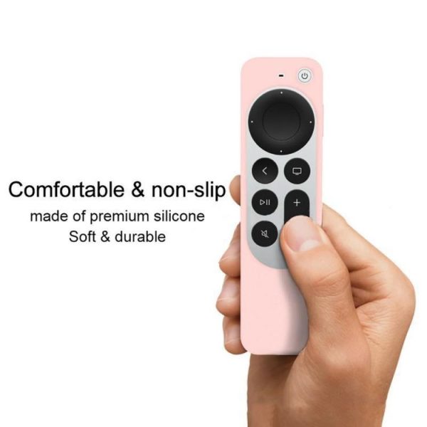 Silicone Protective Case Cover with Rope For Apple TV 4K 4th Siri Remote Controller (White) - Image 4