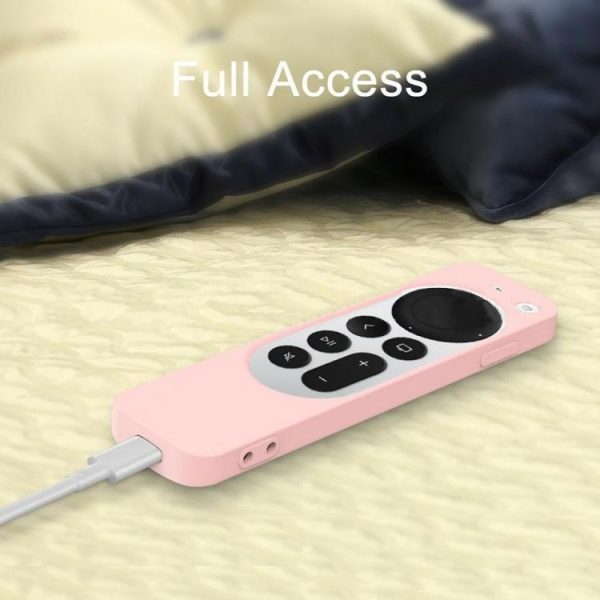 Silicone Protective Case Cover with Rope For Apple TV 4K 4th Siri Remote Controller (White) - Image 5
