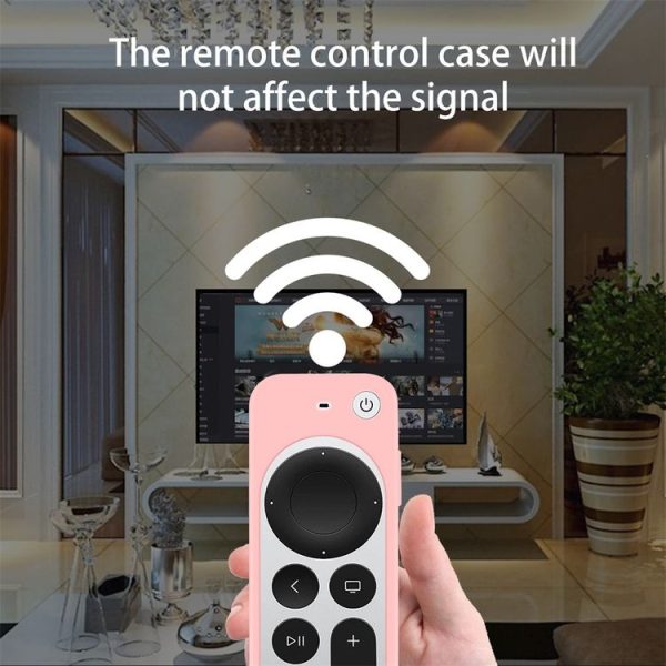 Silicone Protective Case Cover with Rope For Apple TV 4K 4th Siri Remote Controller (White) - Image 6