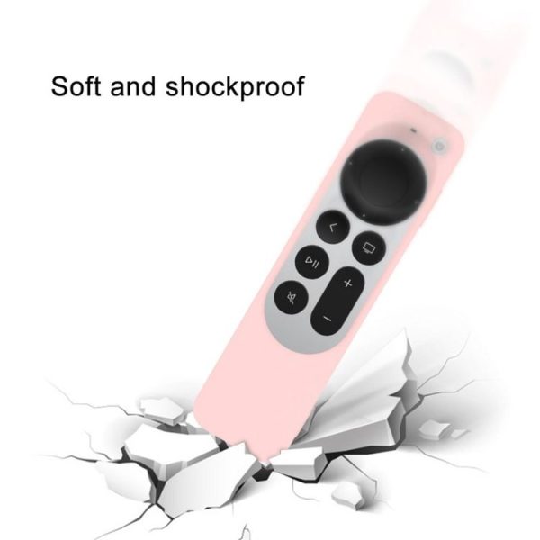 Silicone Protective Case Cover with Rope For Apple TV 4K 4th Siri Remote Controller (White) - Image 7