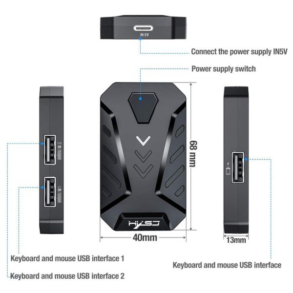 HXSJ P8 Mobile Phone Keyboard Mouse Converter for Android System (Black) - Image 7