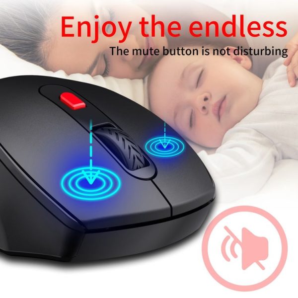 HXSJ T67 Bluetooth 3.0+5.0 Simple Style Mute Wireless Mouse (Black) - Image 3