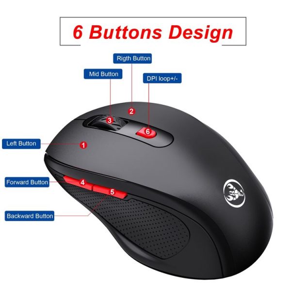 HXSJ T67 Bluetooth 3.0+5.0 Simple Style Mute Wireless Mouse (Black) - Image 6