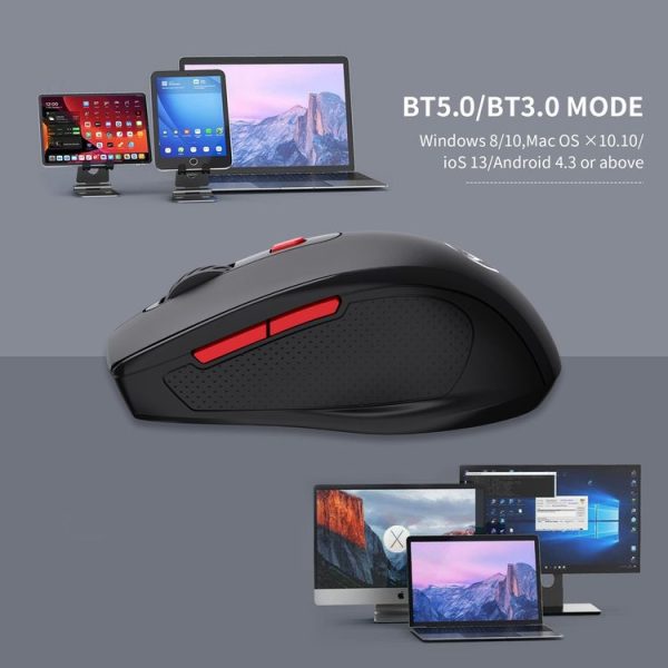 HXSJ T67 Bluetooth 3.0+5.0 Simple Style Mute Wireless Mouse (Black) - Image 7