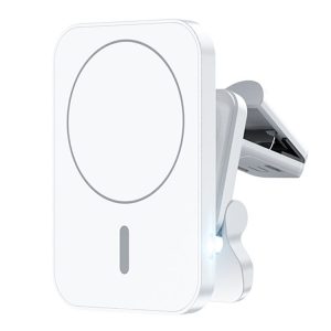 Adj-987 15W Magsafe Magnetic Car Air Outlet Wireless Charger with LED Indicator (White)