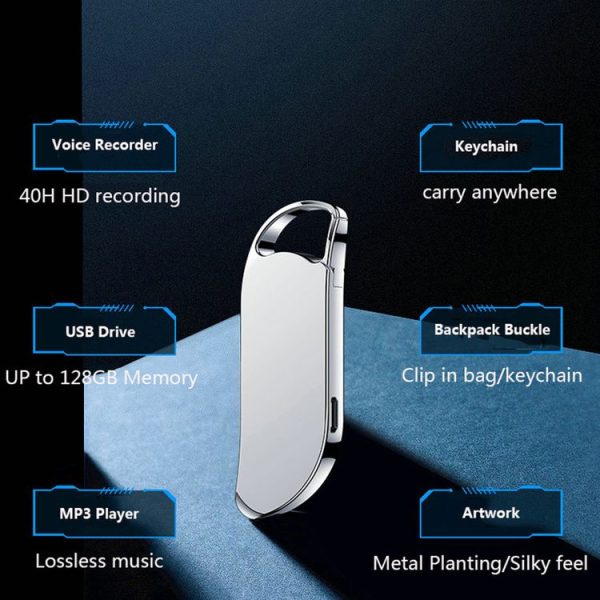 V11 Portable Keychain HD Recording Pen Voice Recorder, Capacity: 32GB (Black) - Image 6