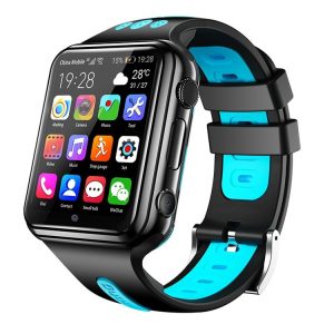 W5 1.54 inch Full-fit Screen Dual Cameras Smart Phone Watch, Support SIM Card / GPS Tracking / Real-time Trajectory / Temperature Monitoring, 2GB+16GB (Black Blue)