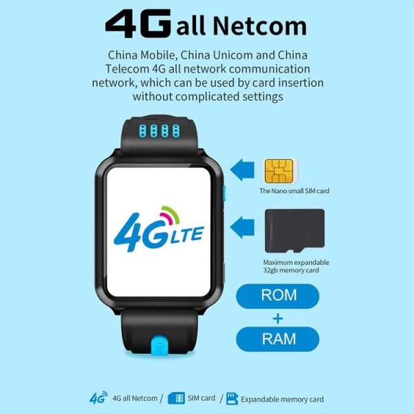 W5 1.54 inch Full-fit Screen Dual Cameras Smart Phone Watch, Support SIM Card / GPS Tracking / Real-time Trajectory / Temperature Monitoring, 2GB+16GB (Black Blue) - Image 3