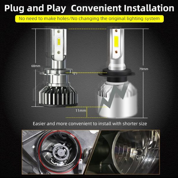 F2 H1 1 Pair 12V / 25W / 3000LM IP68 Waterproof Car 1860 CSP LED Headlight (White Light) - Image 5
