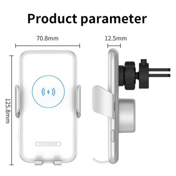 V8 15W 360 Degree Rotatable Smart Sensor Car Wireless Charger Phone Holder (White) - Image 3