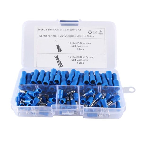 A6196 100 PCS Blue AWG16~14 Car Cable Connection Cold Press Terminal Male & Female Connector - Image 2