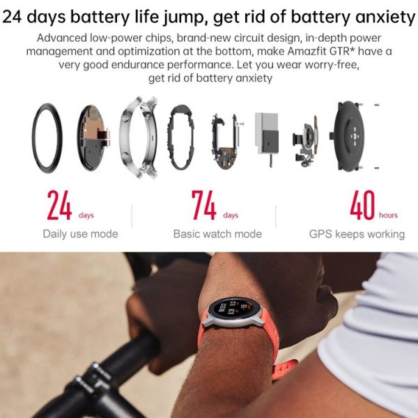 Original Xiaomi Youpin Amazfit GTR 42mm 1.2 inch AMOLED Screen Bluetooth 5.0 5ATM Waterproof Smart Watch, Support 12 Sport Modes / Heart Rate Monitoring / NFC Analog Door Card / GPS Positioning (Coral Red) - Image 8