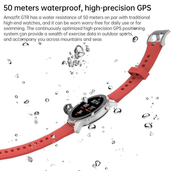 Original Xiaomi Youpin Amazfit GTR 42mm 1.2 inch AMOLED Screen Bluetooth 5.0 5ATM Waterproof Smart Watch, Support 12 Sport Modes / Heart Rate Monitoring / NFC Analog Door Card / GPS Positioning (Coral Red) - Image 9