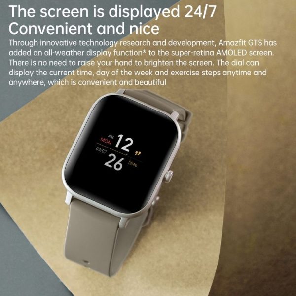 Original Xiaomi Youpin Amazfit GTS 1.65 inch AMOLED Screen Bluetooth 5.0 5ATM Waterproof Smart Watch, Support 12 Sport Modes / Heart Rate Monitoring / NFC Analog Door Card / GPS Positioning (Obsidian Black) - Image 7
