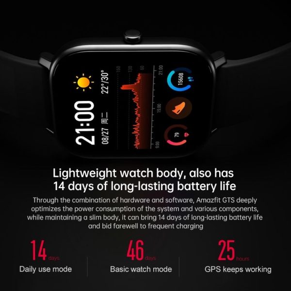 Original Xiaomi Youpin Amazfit GTS 1.65 inch AMOLED Screen Bluetooth 5.0 5ATM Waterproof Smart Watch, Support 12 Sport Modes / Heart Rate Monitoring / NFC Analog Door Card / GPS Positioning (Obsidian Black) - Image 8